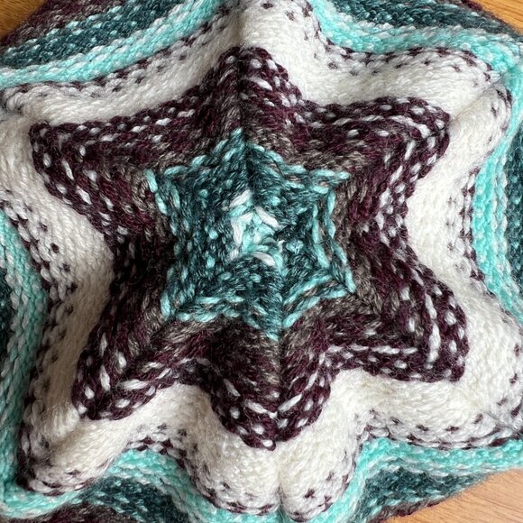 Smartwool Teal, Blue, and White Knit Beanie Cap - Merino Wool Blend - Picture 3 of 4